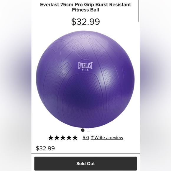 Everlast Burst Resistant Fitness/ Exercise Ball - Picture 2 of 3